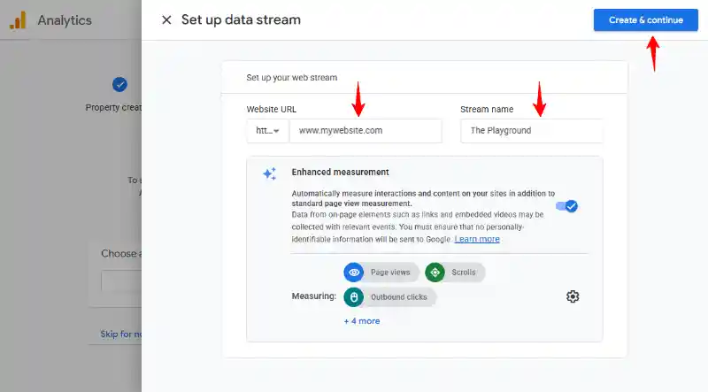 Google Analytics Data Stream Details