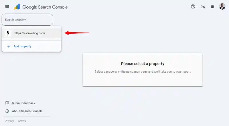Choose Page Indexing Property in Google Search Console