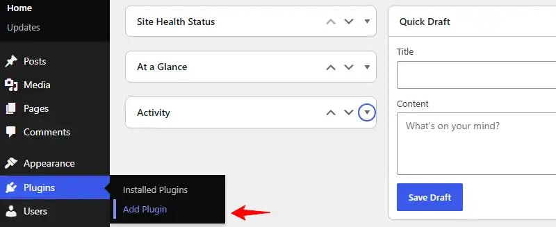 add new plugin in wordpress admin dashboard