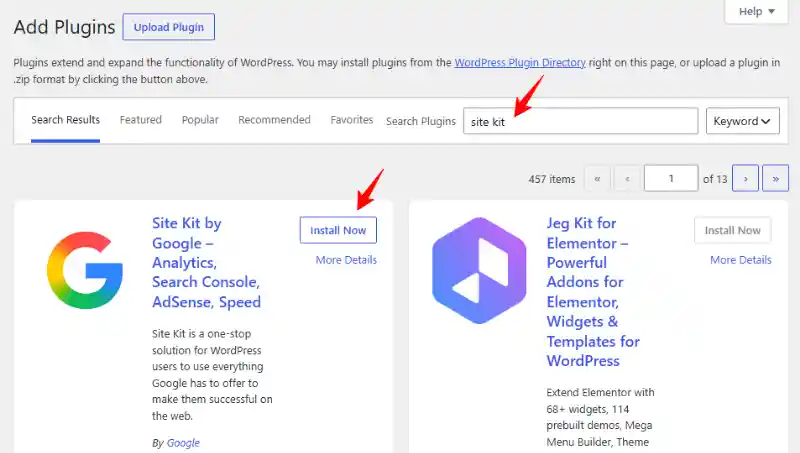 Installing the SIte Kit by Google WordPress Plugin