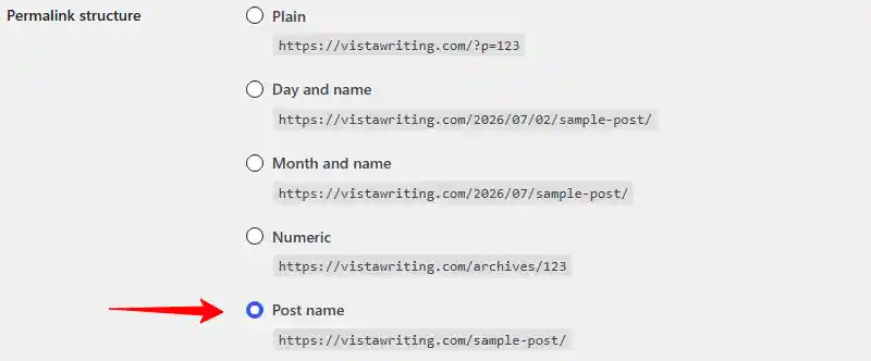 WordPress permalink structure